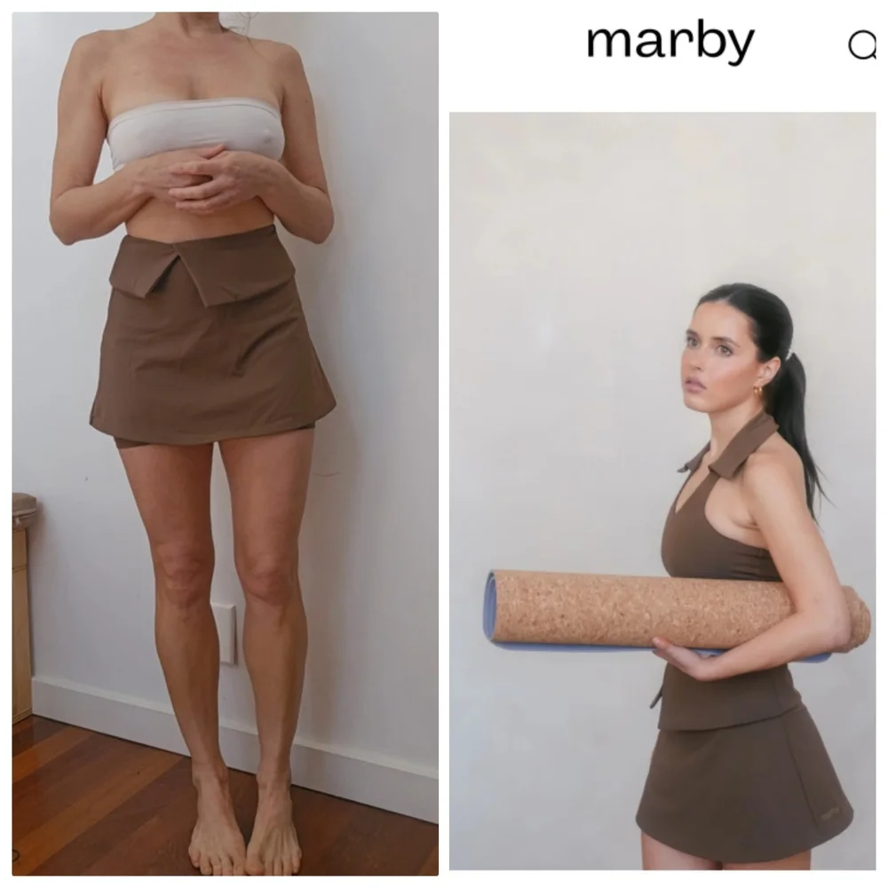 Nwot Marby ssense Espresso Preppy Brown Fold Top Preppy Tennis Skirt S